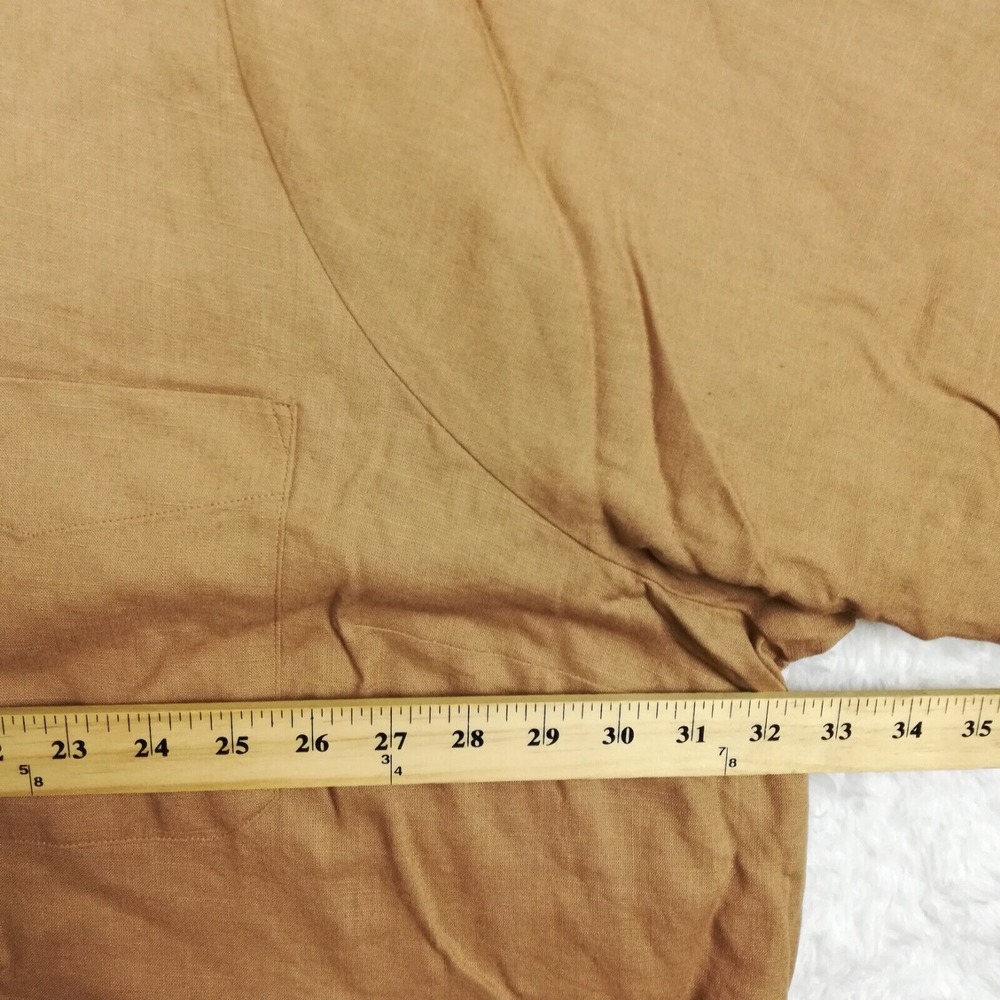 Torrid Womens Shirt Button Up Linen‎ Blend Brown Camel Roll Tab Sleeve Plus 6 - Picture 5 of 7